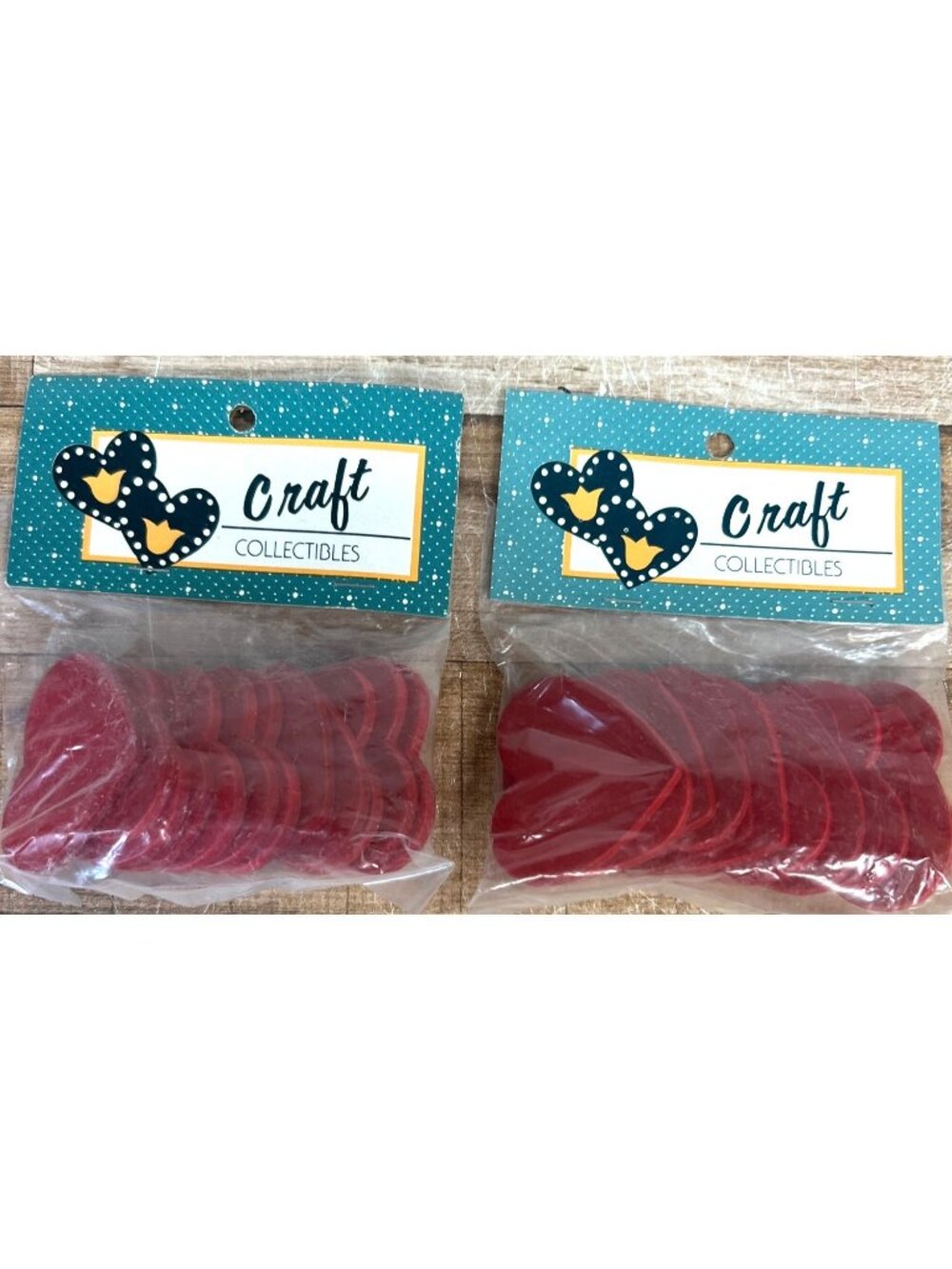 2 Pkg Of 12 Each Red Wooden Hearts 2 Inches Across